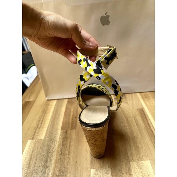 Jimmy Choo Platform Wedge Sandals Fabric Multicolor Pattern Size 37 - Picture 4 of 12